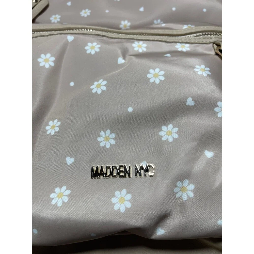 Madden Nyc Floral Back Pack Khaki Daisy with Removable Pouch 18.5